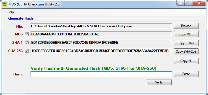 Windows Checksum Utility