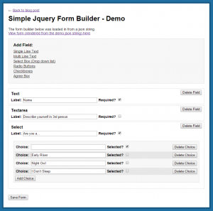 Simple Jquery Form Builder Demo